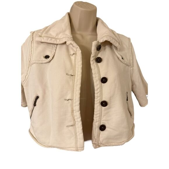 Millard Fillmore Cream Jacket Cropped Short Sleeve Girls Large - Picture 2 of 8